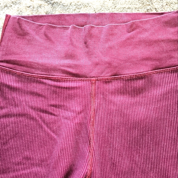 Women's Pink Ribbed Waffle Knit Leggings High Waisted Large - Picture 4 of 6